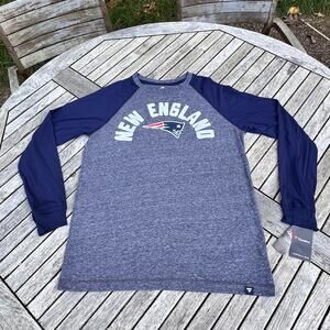 Mens New England Patriots Fanatics Heather Navy Arc Long Sleeve T-Shirt Large